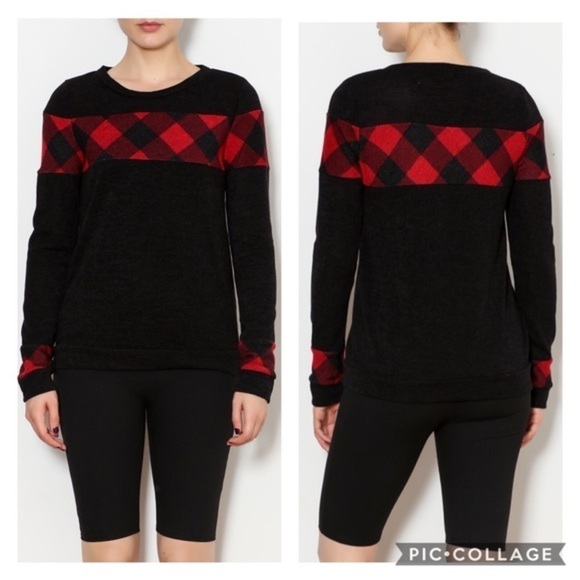 NWOT 12 PM By Mon Ami Buffalo Plaid Sweater - Picture 1 of 7